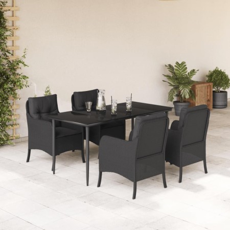 Set de muebles jardín 5 pzas con cojines ratán sintético negro en Conjuntos de jardín | Comprar online en Foru.es