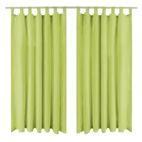 Cortinas de micro-raso con bucles 2 unidades 140x225 cm verde de , Cortinas y visillos - Ref: Foro24-132223, Precio: 24,44 €,...