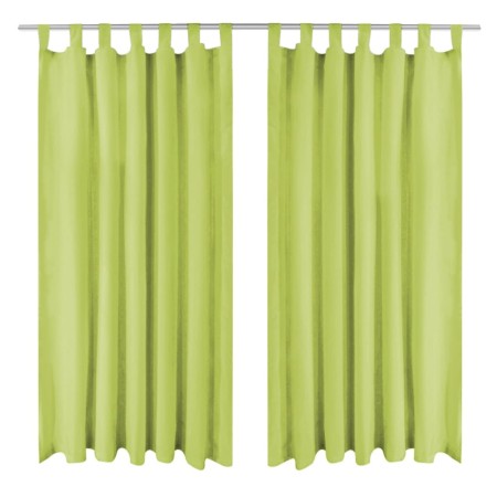 Cortinas de micro-raso con bucles 2 unidades 140x225 cm verde de , Cortinas y visillos - Ref: Foro24-132223, Precio: 24,85 €,...