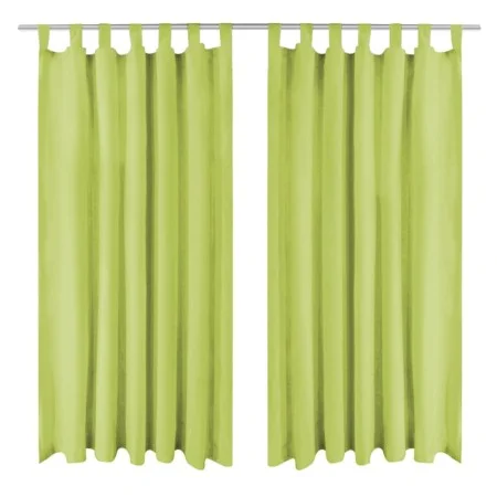 Cortinas de micro-raso con bucles 2 unidades 140x225 cm verde de , Cortinas y visillos - Ref: Foro24-132223, Precio: 24,44 €,...