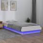Estructura de cama con LED madera maciza blanca 100x200 cm de , Camas y somieres - Ref: Foro24-819963, Precio: 138,51 €, Desc...