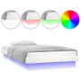 Estructura de cama con LED madera maciza blanca 100x200 cm de , Camas y somieres - Ref: Foro24-819963, Precio: 138,51 €, Desc...