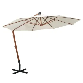 Sombrilla colgante 350 cm con palo de madera blanca de , Sombrillas - Ref: Foro24-42966, Precio: 212,57 €, Descuento: %