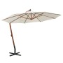 Sombrilla colgante 350 cm con palo de madera blanca de , Sombrillas - Ref: Foro24-42966, Precio: 221,50 €, Descuento: %