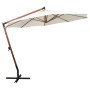 Sombrilla colgante 350 cm con palo de madera blanca de , Sombrillas - Ref: Foro24-42966, Precio: 221,50 €, Descuento: %