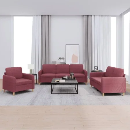 Sofagarnitur mit Kissen 3-teilig aus rotem Stoff von , Sofas - Ref: Foro24-3202060, Preis: 557,06 €, Rabatt: %