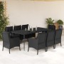 Set de comedor de jardín 9 pzas y cojines ratán sintético negro en Conjuntos de jardín | Comprar online en Foru.es