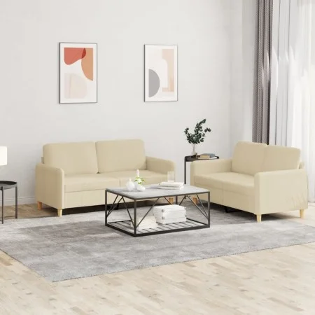 Juego de sofás con cojines 2 piezas tela crema de , Sofás - Ref: Foro24-3202088, Precio: 408,85 €, Descuento: %