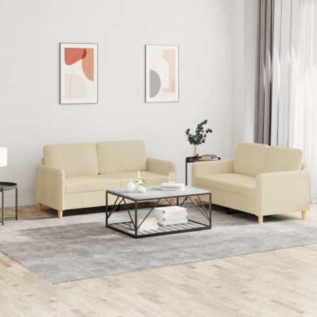 Juego de sofás con cojines 2 piezas tela crema de , Sofás - Ref: Foro24-3202088, Precio: 415,27 €, Descuento: %