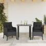 Set comedor de jardín 3 pzas con cojines ratán sintético negro en Conjuntos de jardín | Comprar online en Foru.es