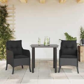 Set comedor de jardín 3 pzas con cojines ratán sintético negro en Conjuntos de jardín | Comprar online en Foru.es