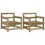 Sillones de jardín 2 unidades madera impregnada de pino de , Sofás modulares de exterior - Ref: Foro24-825498, Precio: 100,14...