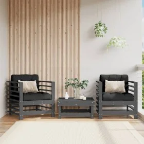 Sillones de jardín 2 unidades madera maciza de pino gris de , Sofás modulares de exterior - Ref: Foro24-825627, Precio: 177,9...