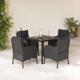 Set de muebles jardín 5 pzas con cojines ratán sintético negro en Conjuntos de jardín | Comprar online en Foru.es