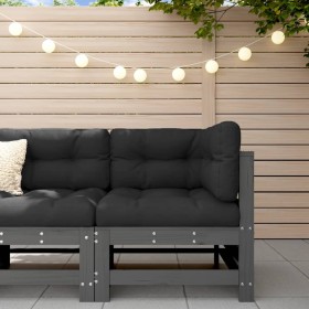 Sofá de esquina de jardín madera maciza de pino gris de , Sofás modulares de exterior - Ref: Foro24-825606, Precio: 69,05 €, ...