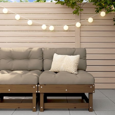 Sofá central de madera maciza de pino marrón miel de , Sofás modulares de exterior - Ref: Foro24-825376, Precio: 66,79 €, Des...