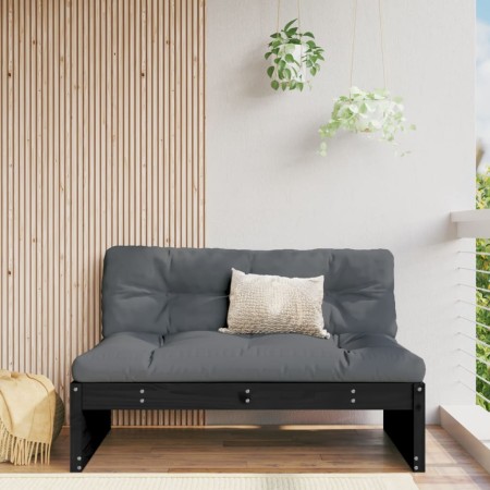 Sofá central de jardín madera maciza de pino negro 120x80 cm de , Sofás modulares de exterior - Ref: Foro24-825748, Precio: 1...