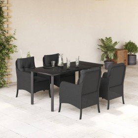 Set de muebles jardín 5 pzas con cojines ratán sintético negro en Conjuntos de jardín | Comprar online en Foru.es