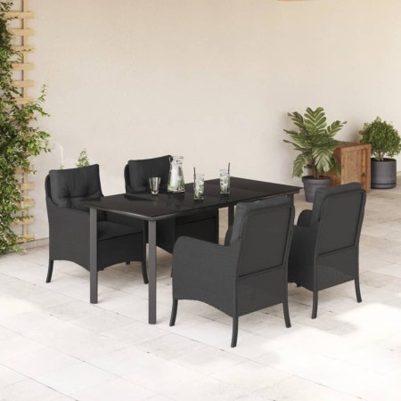 Set de muebles jardín 5 pzas con cojines ratán sintético negro en Conjuntos de jardín | Comprar online en Foru.es