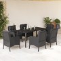 Set de comedor de jardín 7 pzas y cojines ratán sintético negro en Conjuntos de jardín | Comprar online en Foru.es