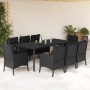 Set de comedor de jardín 9 pzas y cojines ratán sintético negro en Conjuntos de jardín | Comprar online en Foru.es