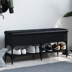 Black engineered wood shoe bench 102x32x45 cm by , Benches for halls and storage - Ref: Foro24-835177, Price: 76,86 €, Discou...