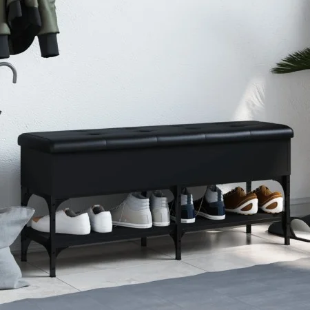 Schwarze Schuhbank aus Holzwerkstoff, 102 x 32 x 45 cm von , Bänke für Hallen und Lager - Ref: Foro24-835177, Preis: 76,86 €,...