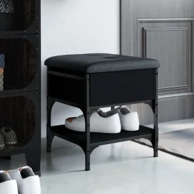 Schwarze Schuhbank aus Holzwerkstoff, 42 x 42 x 45 cm von , Bänke für Hallen und Lager - Ref: Foro24-835182, Preis: 51,20 €, ...