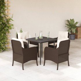 Set comedor de jardín 5 piezas y cojines ratán sintético marrón en Conjuntos de jardín | Comprar online en Foru.es
