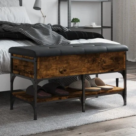 Shoe bench engineered wood smoked oak 82x42x45 cm by , Benches for halls and storage - Ref: Foro24-835194, Price: 76,79 €, Di...