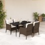 Set comedor de jardín 5 piezas y cojines ratán sintético marrón en Conjuntos de jardín | Comprar online en Foru.es