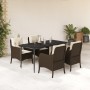 Set comedor de jardín 5 piezas y cojines ratán sintético marrón en Conjuntos de jardín | Comprar online en Foru.es
