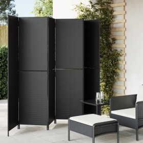 Biombo de 6 paneles ratán sintético negro de , Divisores de ambientes - Ref: Foro24-365352, Precio: 235,64 €, Descuento: %