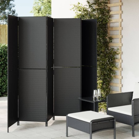 Biombo de 6 paneles ratán sintético negro de , Divisores de ambientes - Ref: Foro24-365352, Precio: 235,64 €, Descuento: %