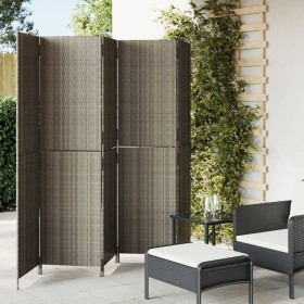 Biombo de 5 paneles ratán sintético gris de , Divisores de ambientes - Ref: Foro24-365350, Precio: 192,75 €, Descuento: %