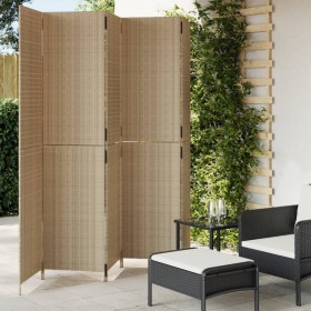 Biombo de 5 paneles ratán sintético beige de , Divisores de ambientes - Ref: Foro24-365367, Precio: 268,68 €, Descuento: %