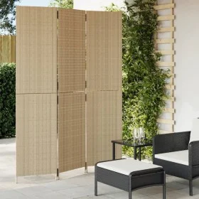 Biombo de 3 paneles ratán sintético beige de , Divisores de ambientes - Ref: Foro24-365359, Precio: 176,93 €, Descuento: %
