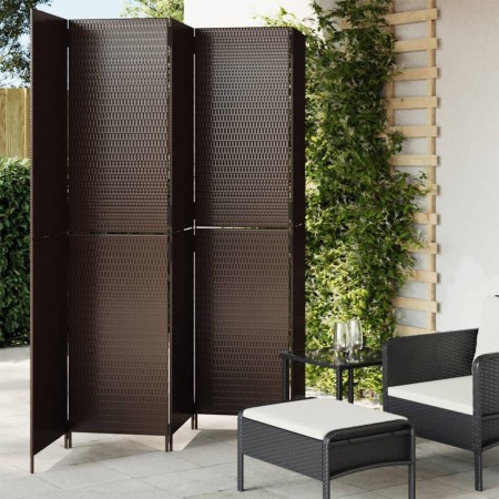 Biombo de 5 paneles ratán sintético marrón de , Divisores de ambientes - Ref: Foro24-365365, Precio: 204,14 €, Descuento: %