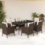Set comedor de jardín 7 pzas con cojines ratán sintético marrón en Conjuntos de jardín | Comprar online en Foru.es
