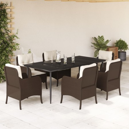 Set comedor de jardín 7 pzas con cojines ratán sintético marrón en Conjuntos de jardín | Comprar online en Foru.es
