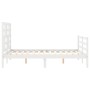 Estructura cama de matrimonio con cabecero madera maciza blanco de , Camas y somieres - Ref: Foro24-3194872, Precio: 155,27 €...