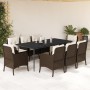 Set comedor para jardín 9 pzas y cojines ratán sintético marrón en Conjuntos de jardín | Comprar online en Foru.es