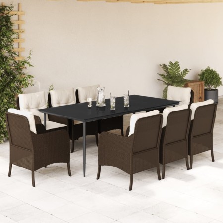 Set comedor para jardín 9 pzas y cojines ratán sintético marrón en Conjuntos de jardín | Comprar online en Foru.es