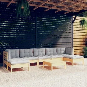 Juego de muebles de jardín 8 pzas y cojines madera pino gris de , Conjuntos de jardín - Ref: Foro24-3097096, Precio: 619,45 €...
