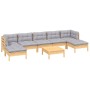 Juego de muebles de jardín 8 pzas y cojines madera pino gris de , Conjuntos de jardín - Ref: Foro24-3097096, Precio: 648,60 €...