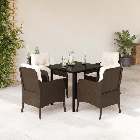 Set comedor de jardín 5 piezas y cojines ratán sintético marrón en Conjuntos de jardín | Comprar online en Foru.es
