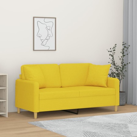Sofá de 2 plazas con cojines tela amarillo claro 140 cm de , Sofás - Ref: Foro24-3200914, Precio: 226,56 €, Descuento: %