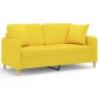 Sofá de 2 plazas con cojines tela amarillo claro 140 cm de , Sofás - Ref: Foro24-3200914, Precio: 226,56 €, Descuento: %