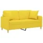 Sofá de 2 plazas con cojines tela amarillo claro 140 cm de , Sofás - Ref: Foro24-3200914, Precio: 223,06 €, Descuento: %