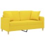 Sofá de 2 plazas con cojines tela amarillo claro 140 cm de , Sofás - Ref: Foro24-3200914, Precio: 226,56 €, Descuento: %
